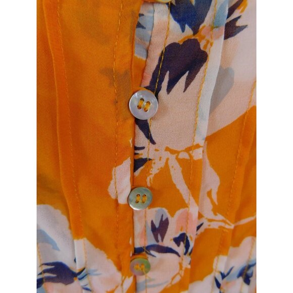 Bleuh Ciel Dress Womens Large Orange Floral Maxi Button Front Ruffle Lined - Picture 4 of 12